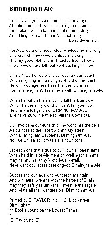 Text of Birmingham Ale: Sarah Taylor, no.3