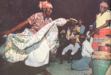 Collie Landore dancing the Hen Dance at a Big Drum, 1965