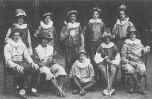 A group dressed for a pageant, occasion unknown, c.1920.  Herbert Smith is at top left.