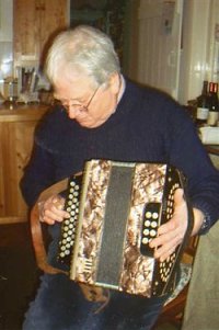 Ned Hamond with his father's melodeon