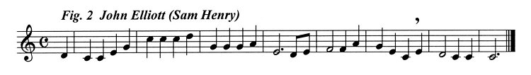 Staff notation of John Elliott's tune.