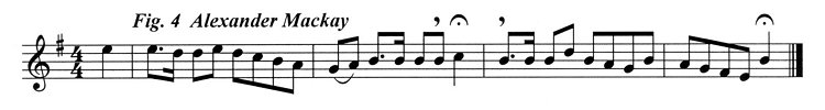Staff notation of Alexander Mackay's tune.