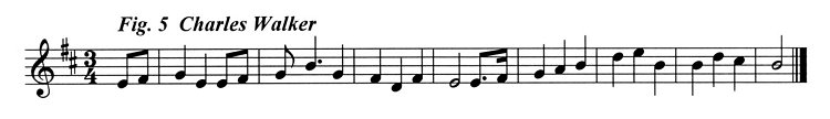 Staff notation of Charles Walker's tune.