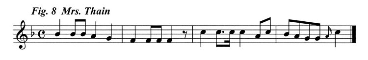 Staff notation of Mrs Thain's tune.