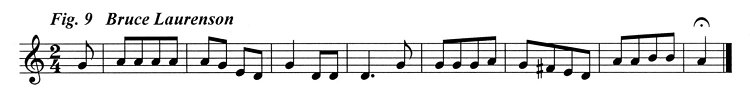 Staff notation of Bruce Laurenson's tune.