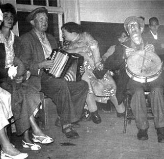 Percy Brown, accompanied by blind drummer Jimmy Martins in Aldborough Black Boys