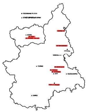 Recording locations are shown highlighted in red.