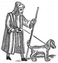 Blind Beggar woodcut from a broadside ballad sheet