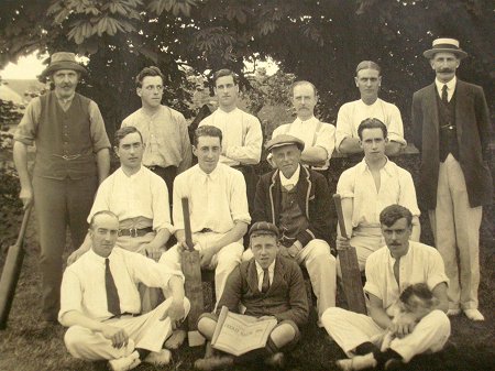 The Reverend Geoffry Hill (seated middle row with cap and blazer) with the Harnham Cricket Club.