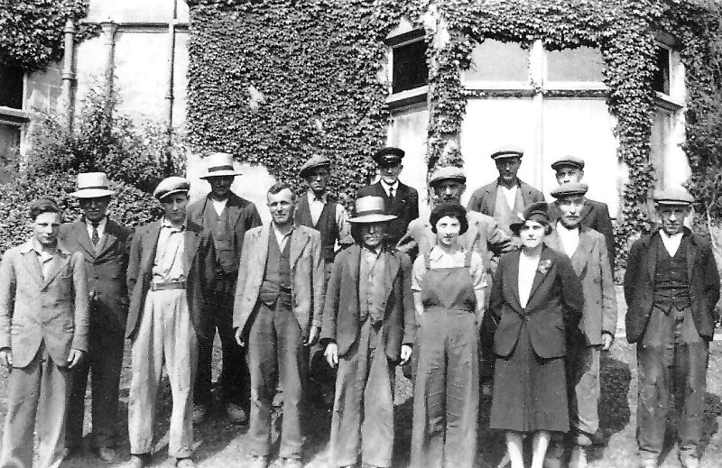 Staff at Old House Farm, c.1945: George is third on the left, Sid Appleton is second on the right in the middle row (courtesy of Doris Spicer)