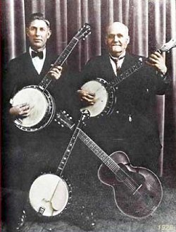 Sam McGee, playing a six string banjo, with Uncle Dave